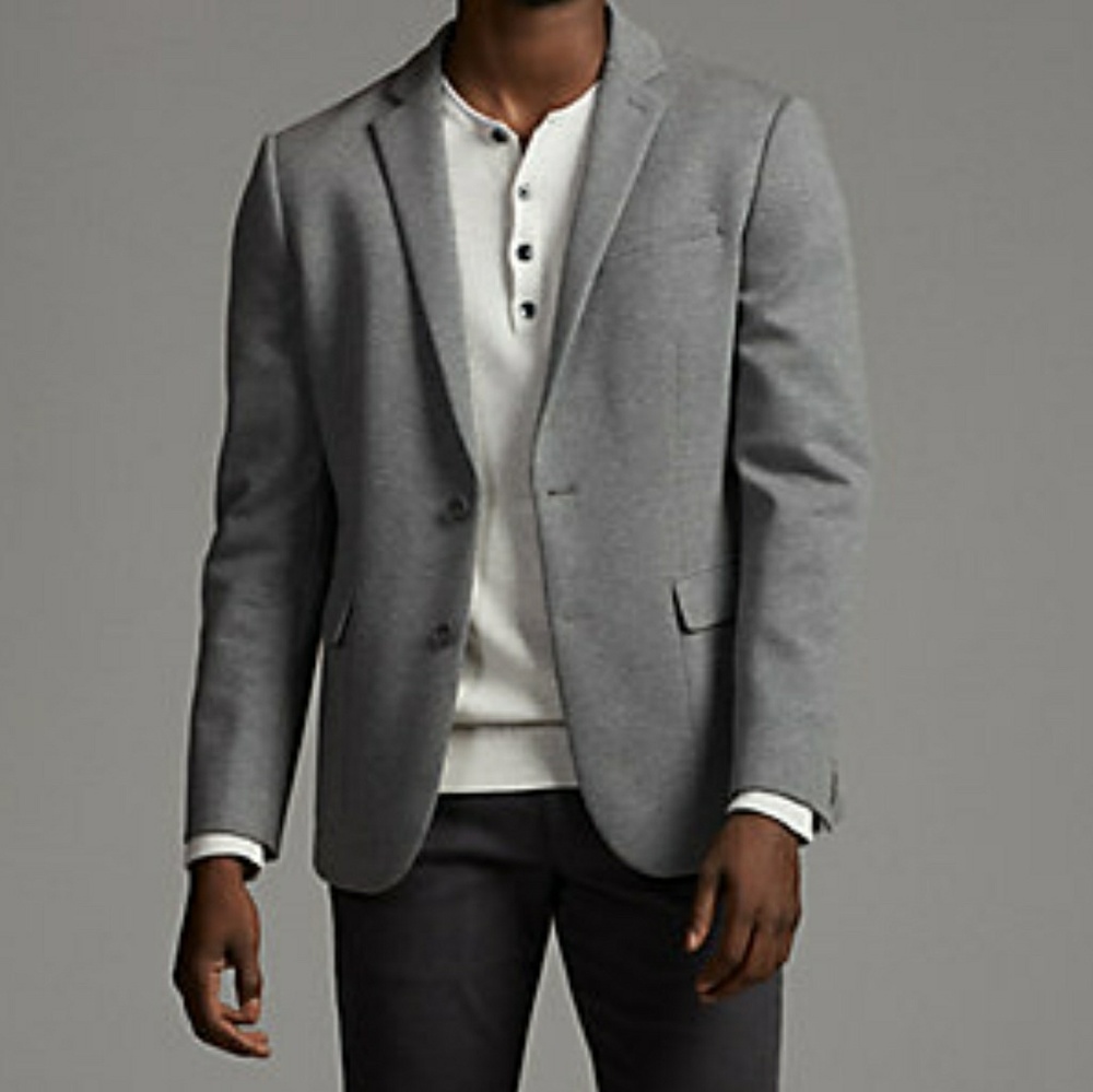Slim light gray double knit blazer
